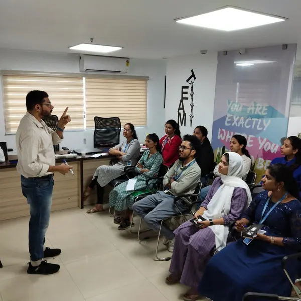 Group briefing in progress at the Mount Bell office